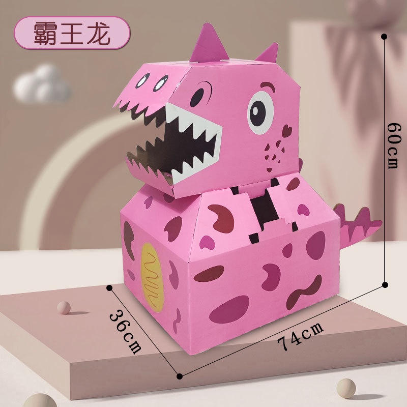 Kostum Karton Dinosurus DIY Painting Motif Binatang Cosplay Dino Trex Triceratops