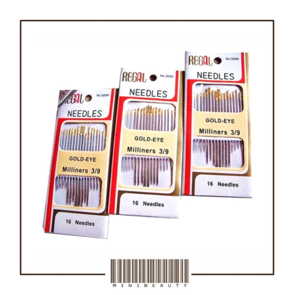 jarum jahit tangan regal gold eye miliners 3/9 isi 16pcs