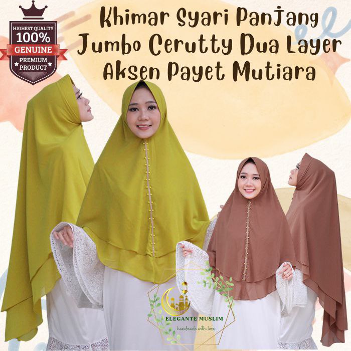 Khimar 2 Layer Jumbo Ceruty Kerudung Syari Jumbo Jilbab Khimar Jumbo 2 Layer Ceruty Azrina A1