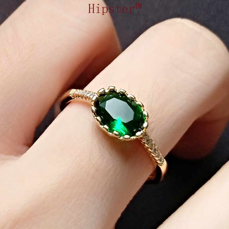 Best-Selling Button in Europe and America Hot Sale Fashion Luxury Emerald Egg Ring