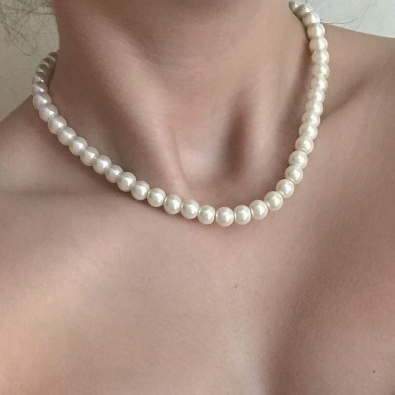 Pearl Necklace - Kalung Mutiara - Kalung Wanita dan Pria 6mm 8mm kalung wanita kalung mutiara kalung mutiara pria kalung fashion kalung manik