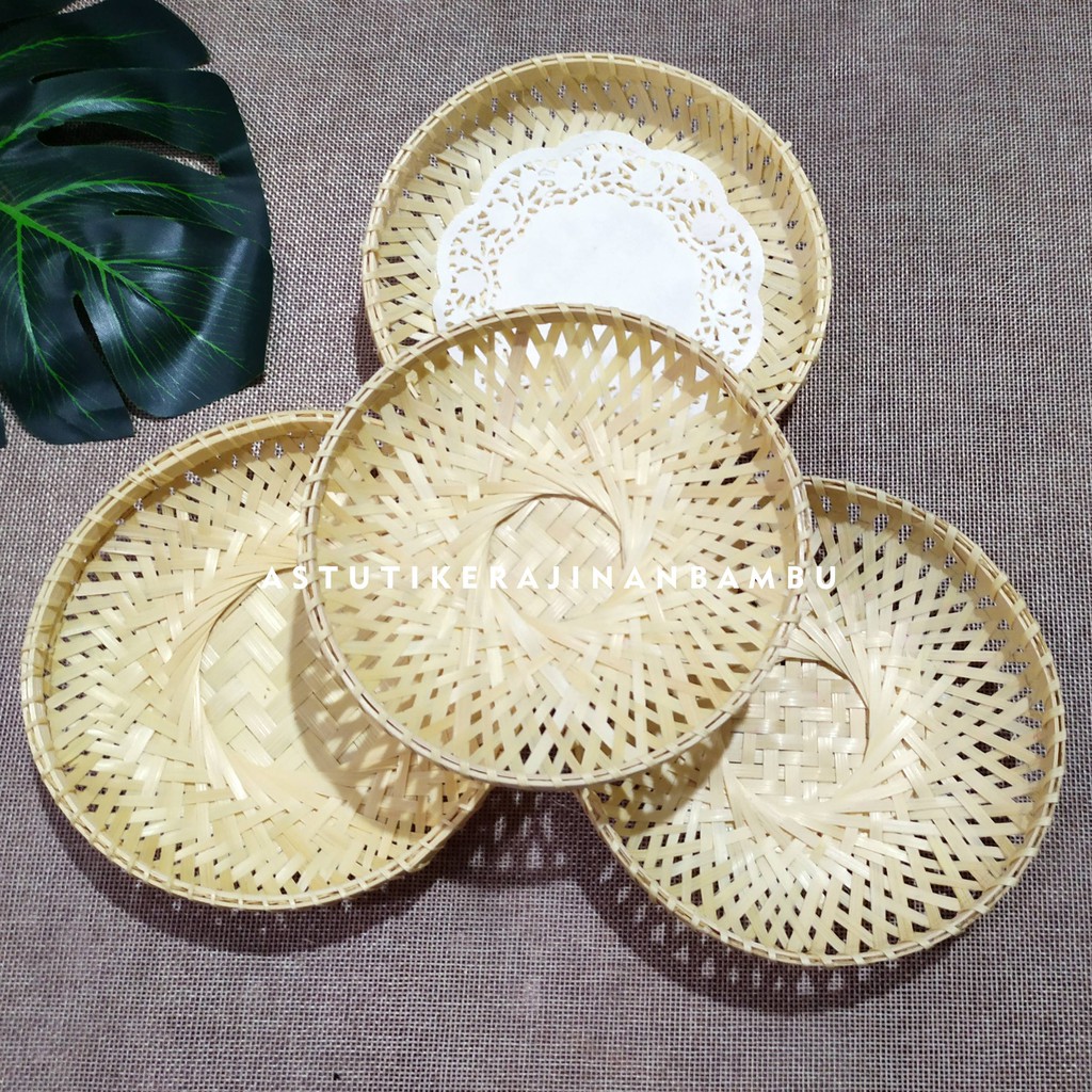 Piring Krongso 14 cm/Piring Saji/Piring Bambu/Piring Saji Bambu/Piring Unik/Piring Dessert