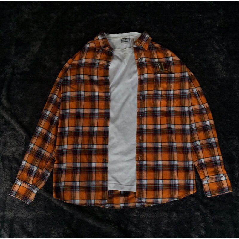 flanel pria uniqlo second preloved branded