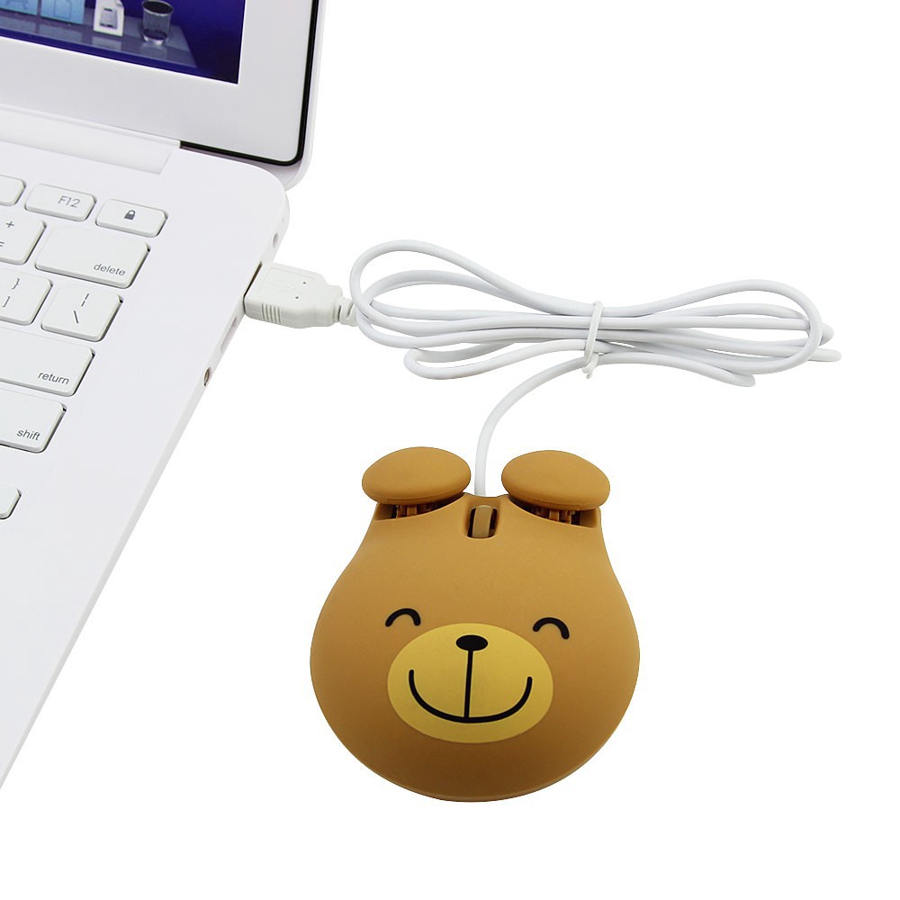 Mini Kartun Mouse Kabel Mouse Kodok Mouse Tiger Mouse Bear Mouse Cute Mouse USB 1600DPI Untuk Komputer Laptop Tikus Anak Hadiah