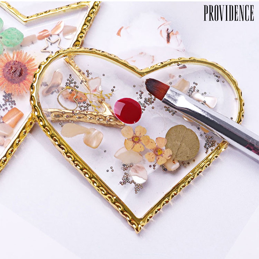 Providence Nail Art Palette Polished Golden Color Edge Resin Portable Nail Color Mix Plate for Home