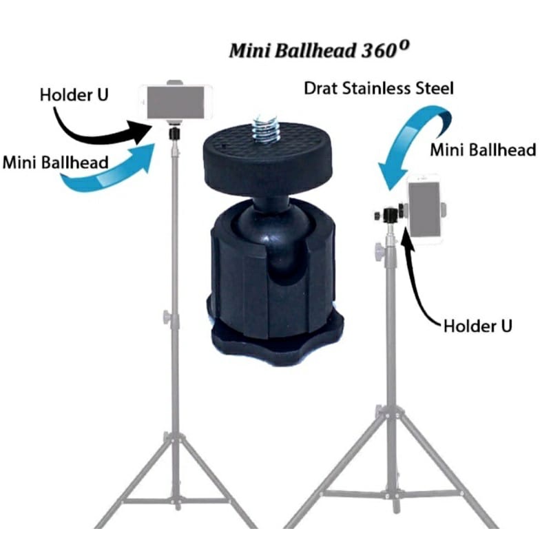 Ballhead Tripod 1/4 Mini Ball Head Tripod Bahan plastik Bisa Untuk Handphone Gopro Kamera