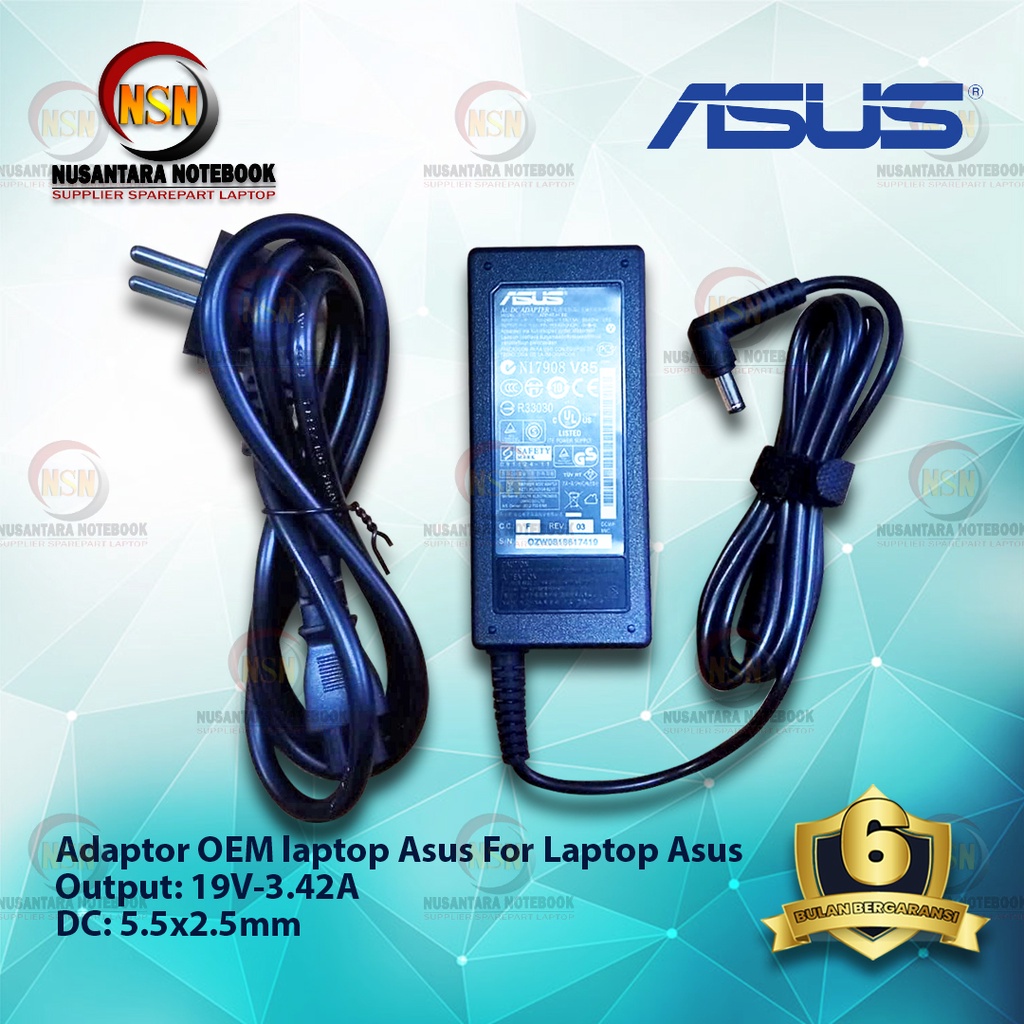 Adaptor OEM Laptop For Asus 19V 3.42A DC 5.5x2.5mm