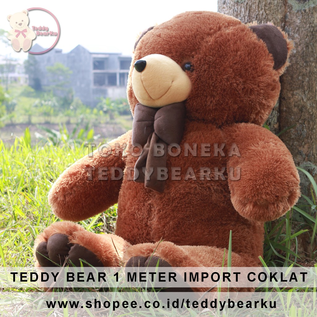 BONEKA TEDDY BEAR JUMBO WARNA COKLAT UKURAN 1 METER MODEL TEDDY BEAR IMPORT