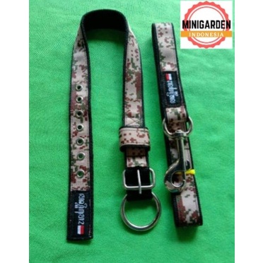 COLLAR + TALI TUNTUN ANJING BESAR MOTIF ARMY TENTARA kalung anjing