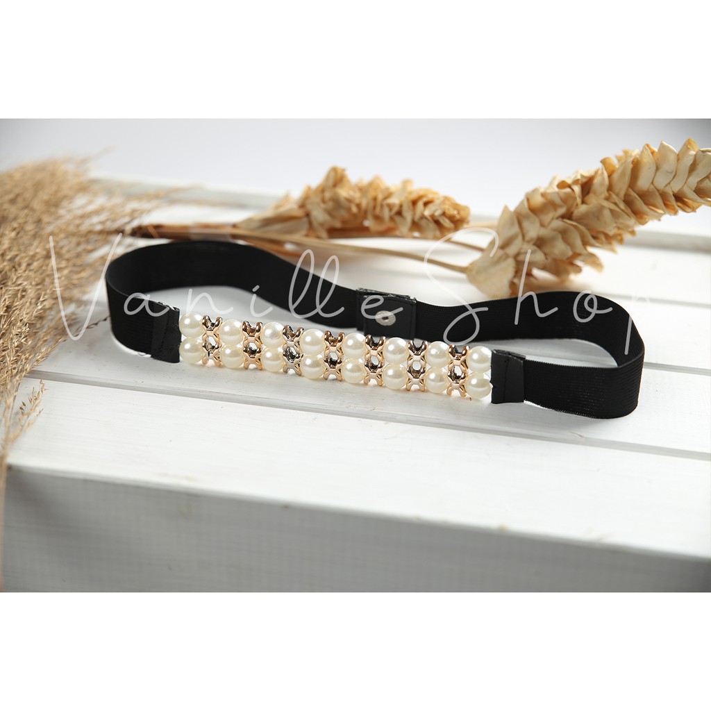VANILLESHOP - Ikat Pinggang Wanita KOREA Belt Karet Mutiara