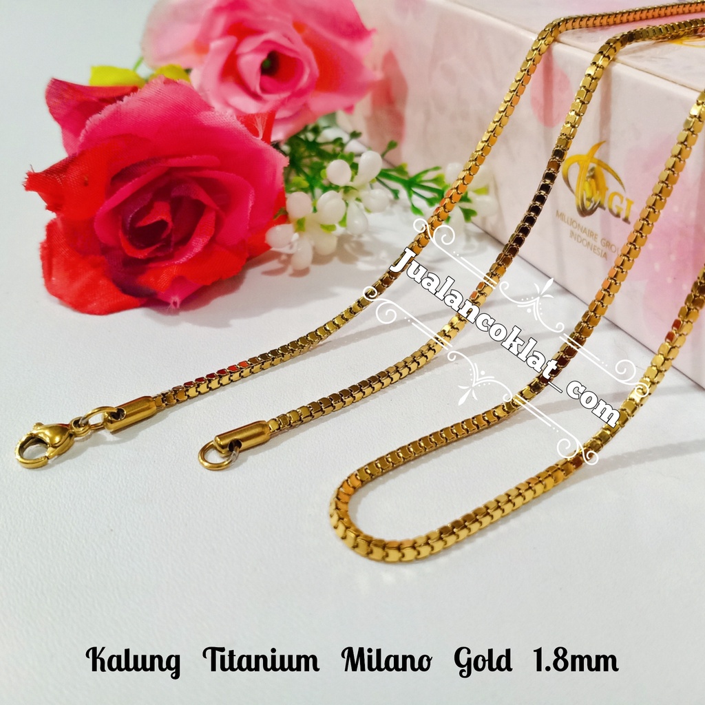 [[ 45 & 60cm ]] Milano / Tulang Panah italy Gold emas HIGH QUALITY  Rantai Kalung Titanium Stainless
