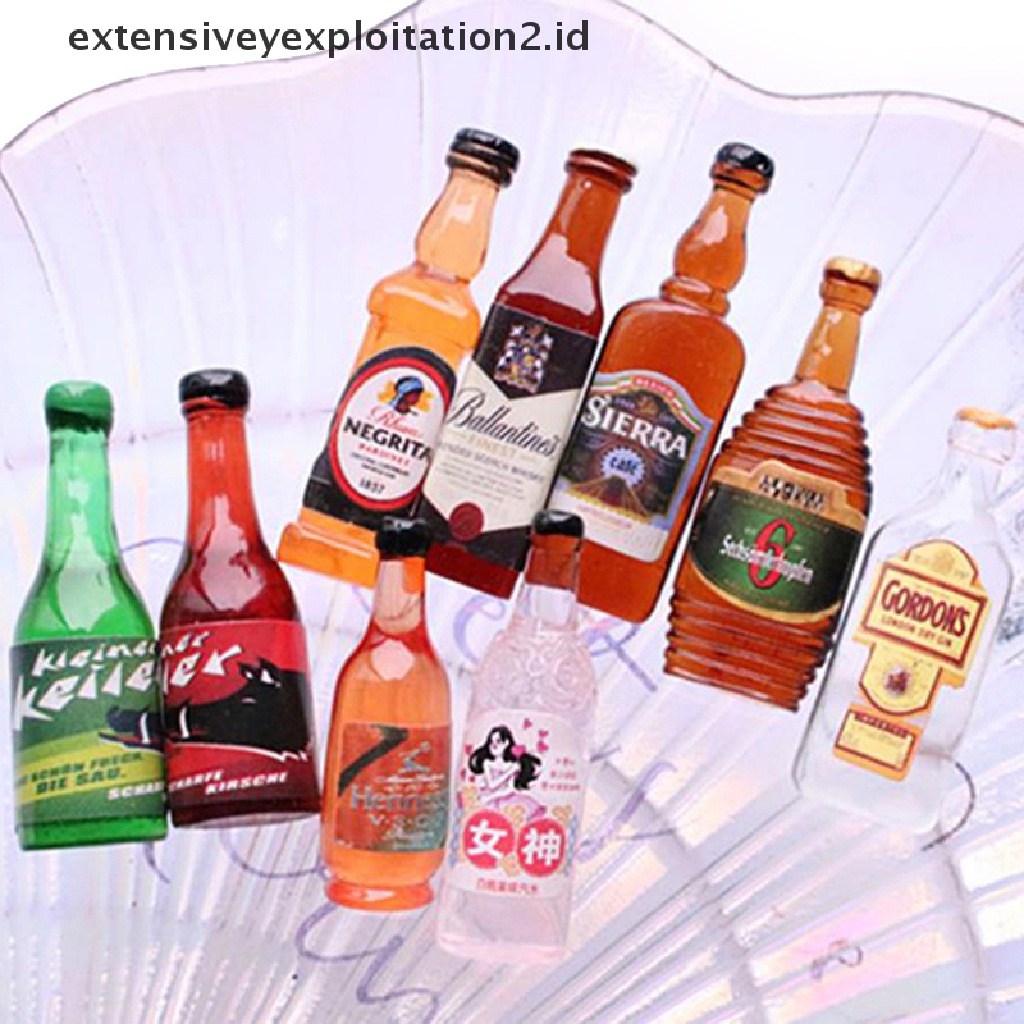 (hotter Model 1: 12) 10Pcs / Set Mainan Miniatur Botol Wine Untuk Aksesoris Dapur Rumah Boneka 1: 12