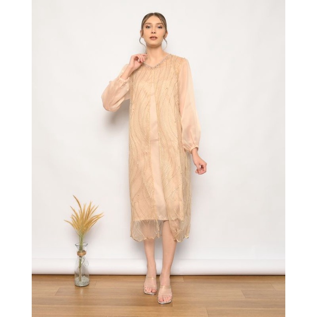 Dress wanita-Belle Dress-Dress brukat-Baju wanita-Dress pesta-Baju pesta-Gaun wanita-Gaun pesta