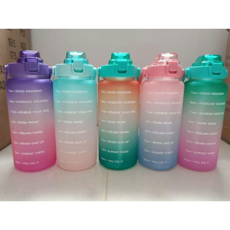 Botol minum tritan 2 liter BPA FREE/ botol gradasi/ penanda waktu/ motivasi 2 liter