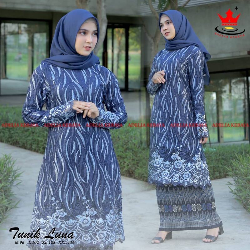 stelan kebaya luna / tunik luna / stelan kebaya brokat tulle / kebaya terbaru / kebaya cantik