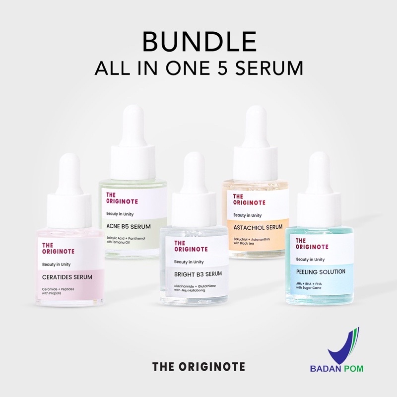 [Ready Stock Medan ]The Originote Serum Wajah Acne B5 Bright B3 Peeling Solution Astachiol Ceratides