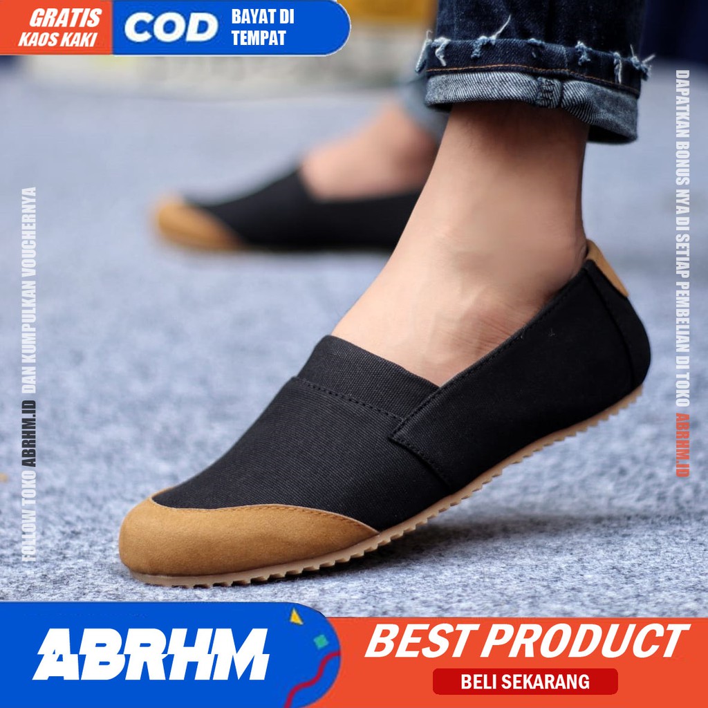 ABRHM X KEN Sepatu Slip On Pria Casual Original Santai Gaya Keren Kekinian Original Murah Terlaris