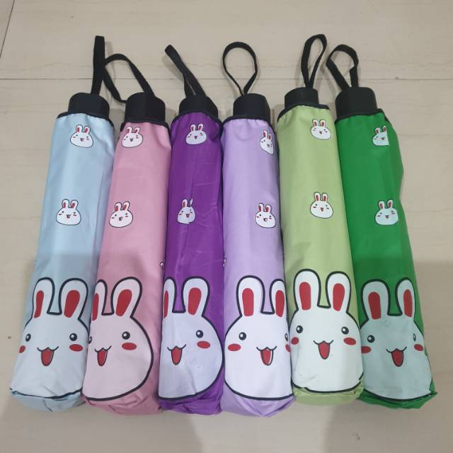 Payung Lipat Motif Rabbit Dalam Hitam 410