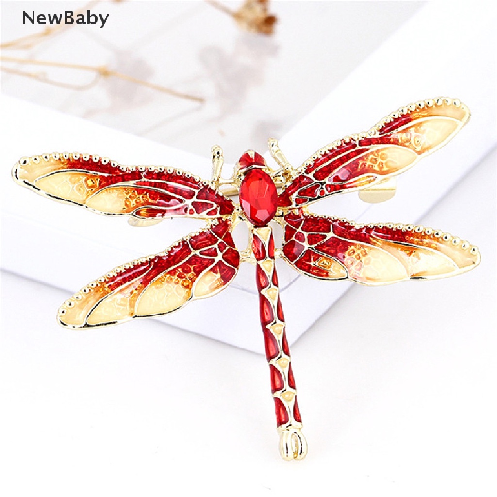 Newbaby Bros Pin Enamel Bentuk Capung Aksen Berlian Imitasi Untuk Hadiah Perhiasan Wanita