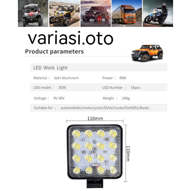 LAMPU TEMBAK SOROT LED BAR  CREE CWL WORKLIGHT 27W 16 MATA 12V -24 VOLT LAMPU LED MOBIL