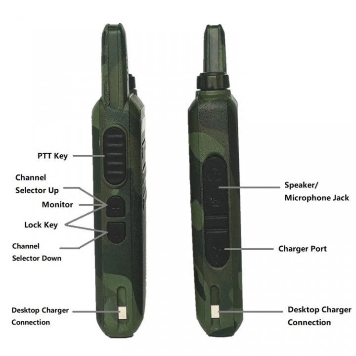 WLN KD-C1 1 Set 2pcs Walkie Talkie with DOCKING CHARGER - Army Green