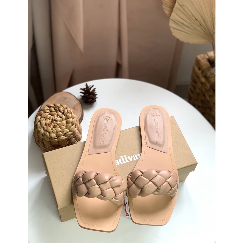 [7.7 Boombastis Sale⚡] - SANDAL WANITA STS011 FLAT WOVEN SANDALS PREMIUM IMPORT