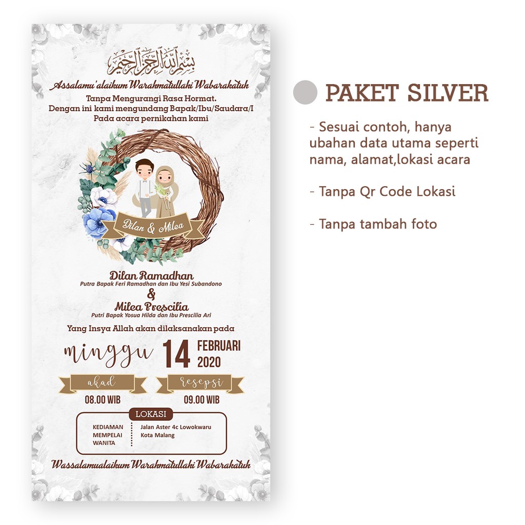 Undangan Digital Pernikahan Statis Gambar Full Layar Jpg Shopee Indonesia