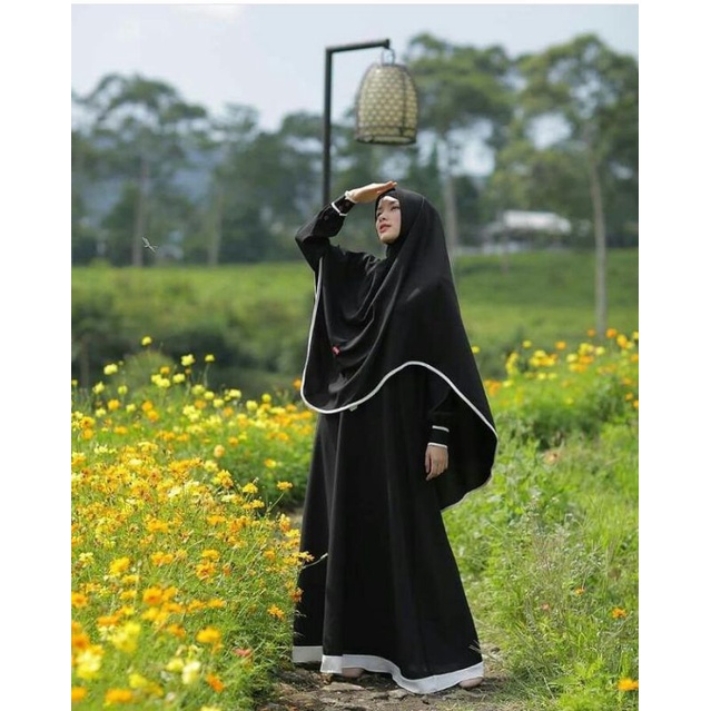 gamis hitam polos syar'i Aulia fashion azeezah black