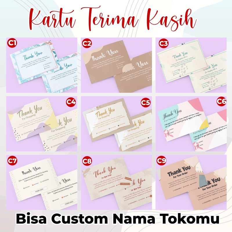 KARTU THANK YOU | KARTU TERIMA KASIH OLSHOP