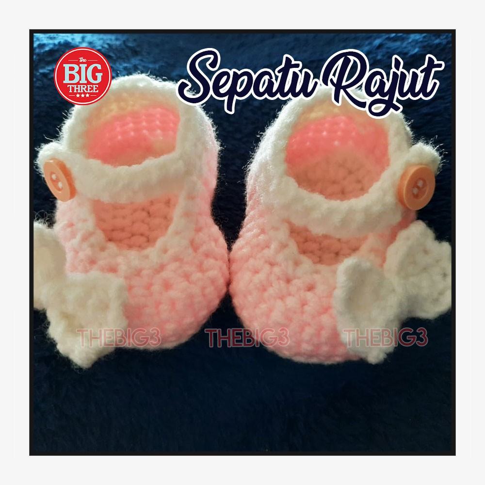 Sepatu Kaos Kaki Rajut Bayi Newborn Cewek Perempuan - Pink Rajutan Handmade PO