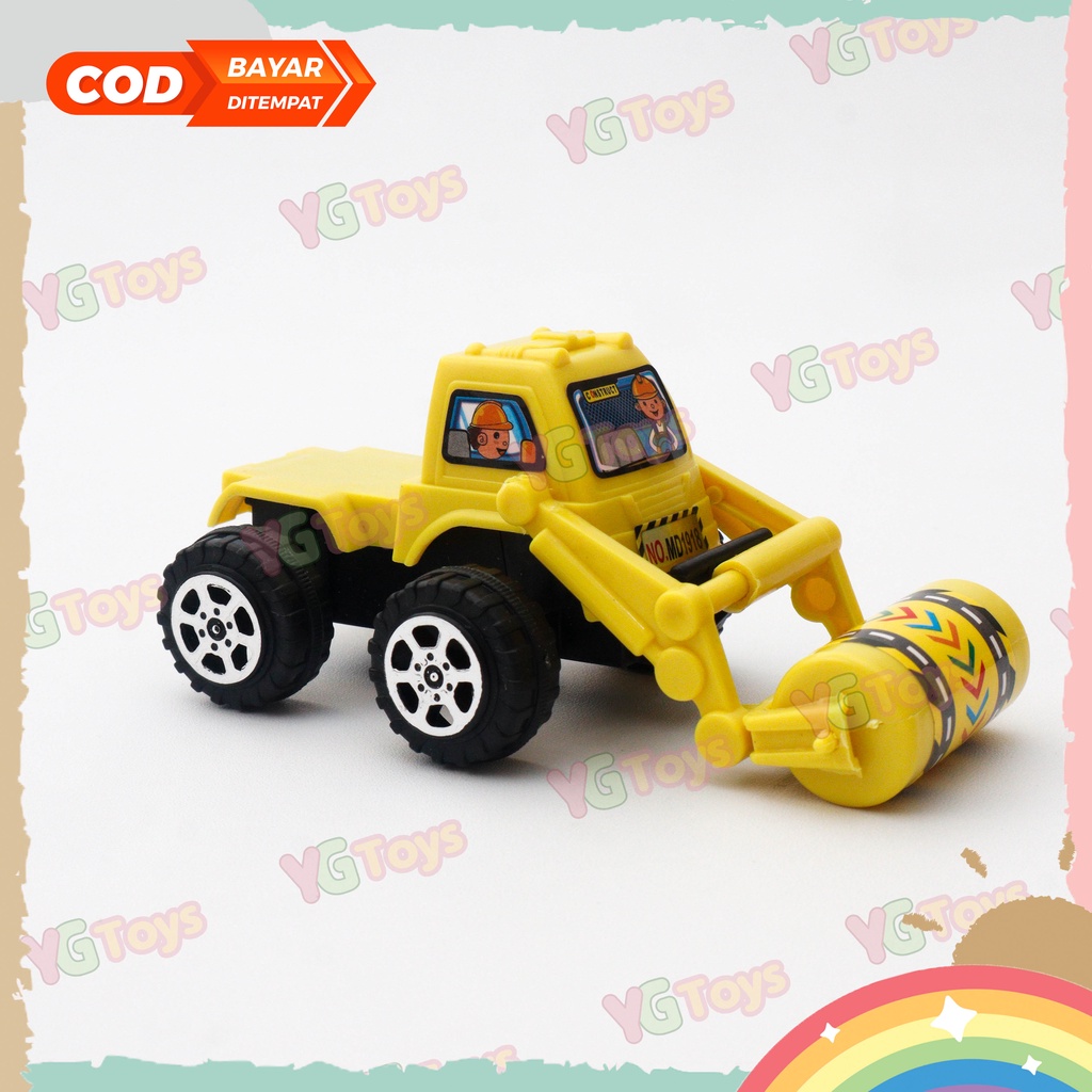 YGtoys Mainan Mobil Mobilan Dorong Anak Laki Laki Konstruksi Truk Beko Excavator Bulldozer Truck Pasir Warna Set isi 3 Pcs