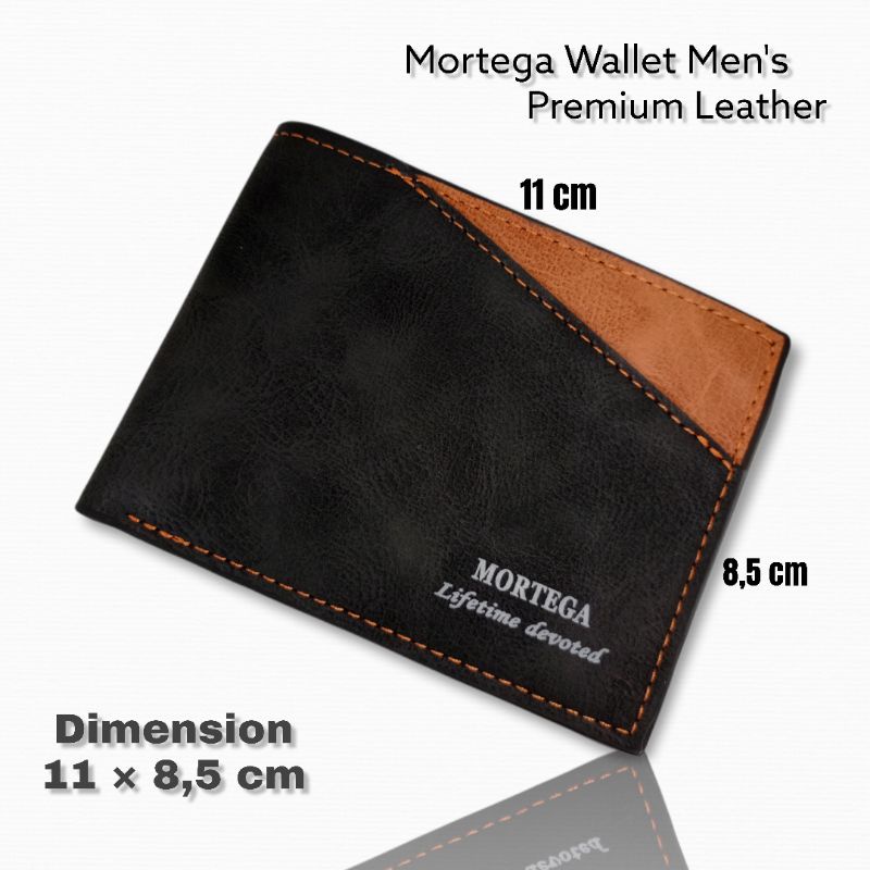 MORTEGA Dompet Lipat Kulit Pria PU Leather Wallet