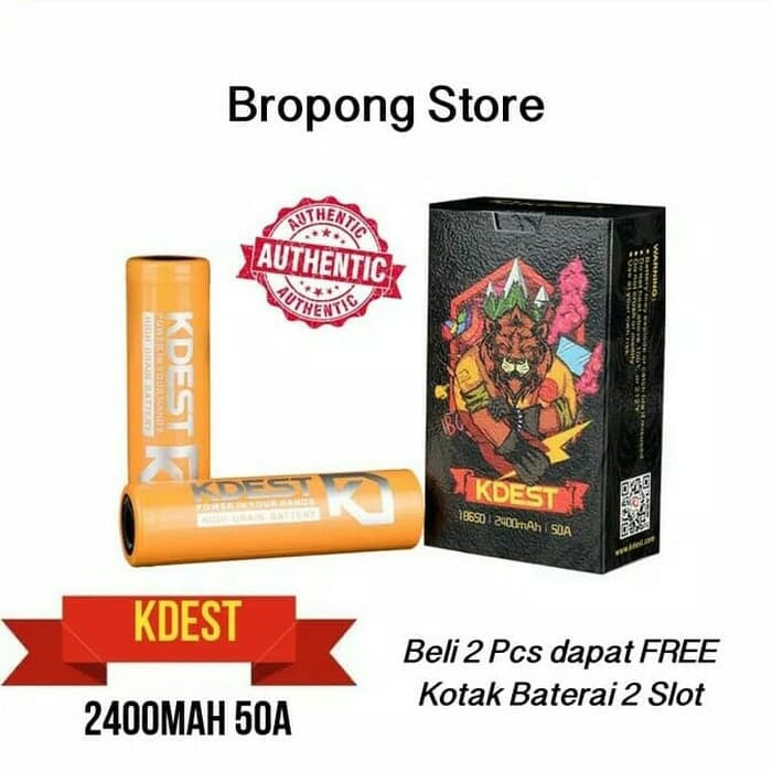 Authentic Battery Kdest 2400mAH 50A K6W 18650 Baterai