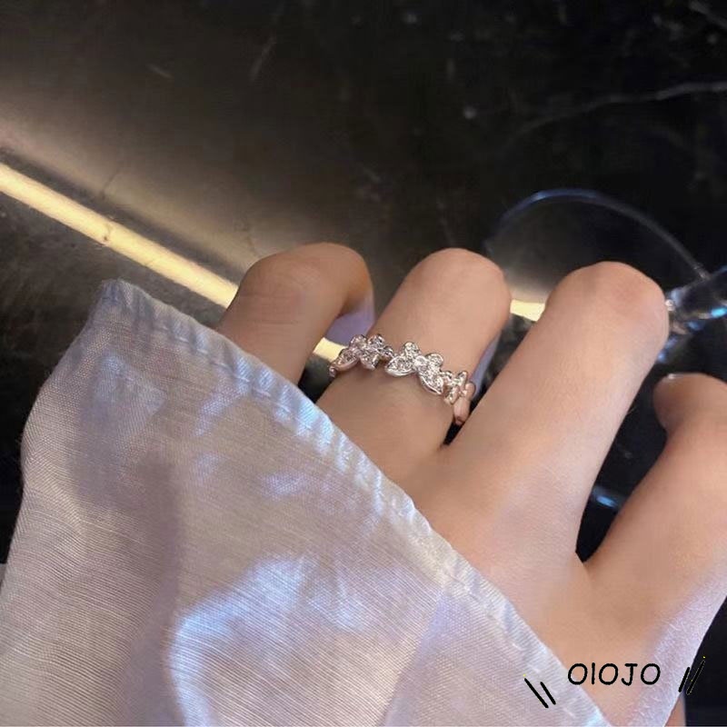 【COD】Cincin Model Terbuka Desain Kupu-Kupu Aksen Berlian Gaya Korea