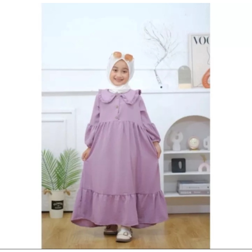 GAMIS LUNA CRINKLE AIRFLOW /SIZE 6 8 10/gamis anak-anak/dress anak/kidswear/terbaru