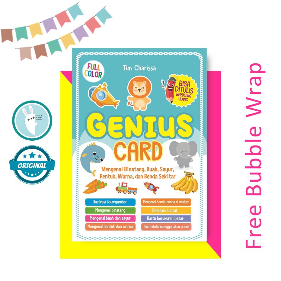 CHILDREN BOOK | GENIUS CARD  MENGENAL BINATANG, BUAH, SAYUR, BENTUK, WARNA DAN BENDA SEKITAR