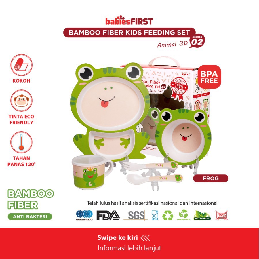 BABIESFIRST Bamboo Fiber Kids Feeding Set Animal 3D Alat Makan Anak