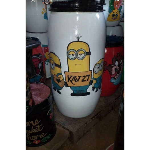 Tong Sampah Lukis/ Tong Sampah Plastik/ Tong Sampah karakter/ Tong sampah besar/ Tong Sampah + Tiang