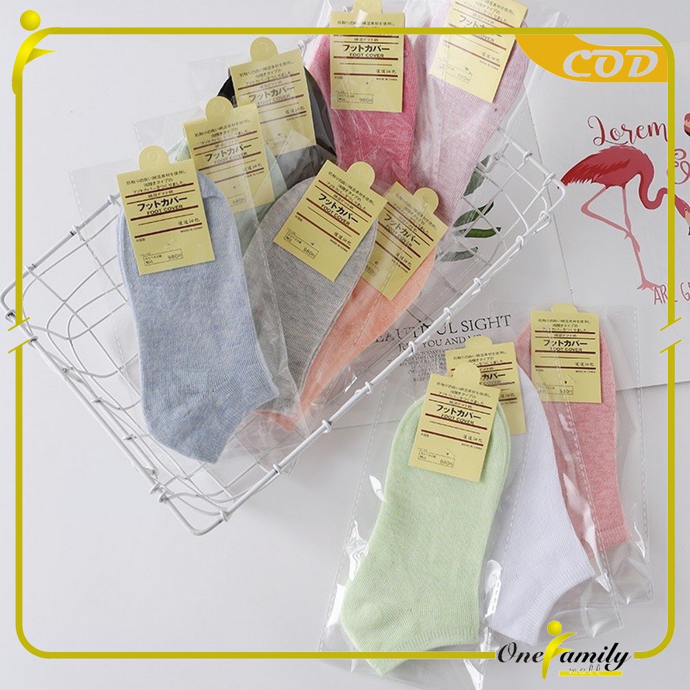 ONE-P59 Kaos Kaki Semata Kaki Polos / Kaus Kaki Wanita / Kaos Kaki Ankle Dewasa / Short Socks Import-3