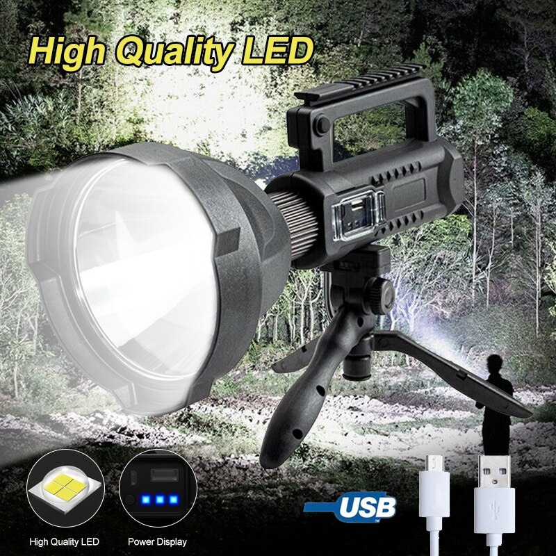 Senter Sorot Super Bright Super Terang W591 Big Lamp LED XHP50 USB Rechargeable Waterproof with Tripod