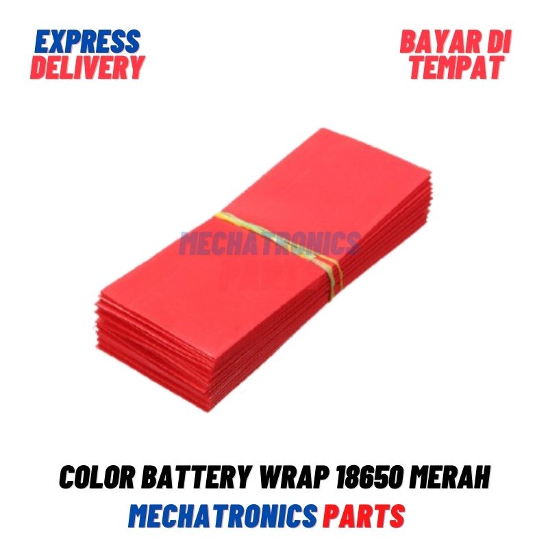 COLOR BATTERY WRAP 18650 PLASTIK BATERAI JAKET PLASTIK SKIN PVC JACKET- MERAH