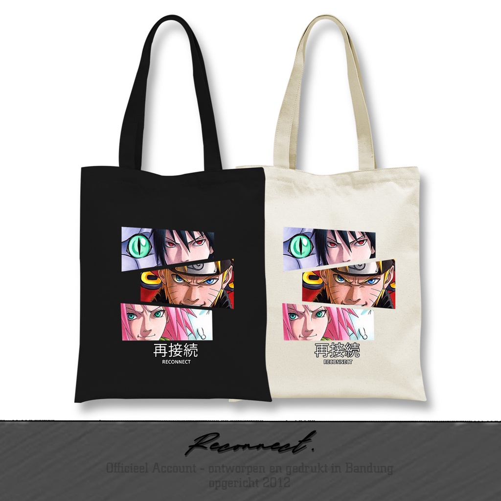 Reconnect Tote Bag Motif Anime Naruto Team 7 - GRATIS TAMBAH NAMA