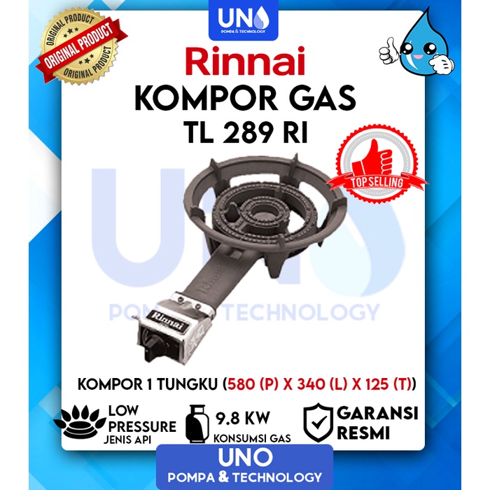 Rinnai Kompor Gas Tungku 1 Tekanan Rendah TL-289Ri / TL 289 RI / TL289RI