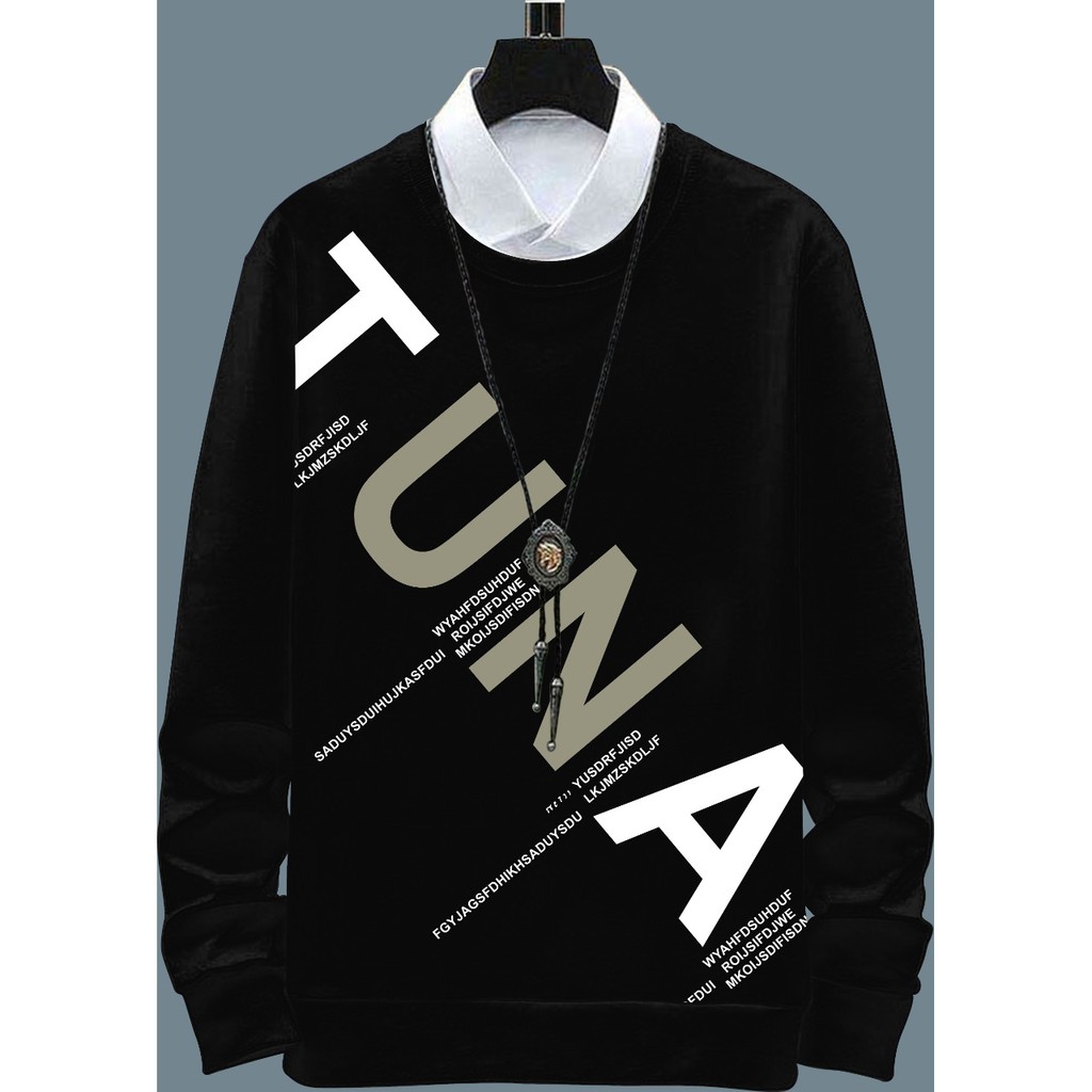 LUVfashion Kaos Model Sweater THONOS Lengan Panjang (Pria) Motif Sablon