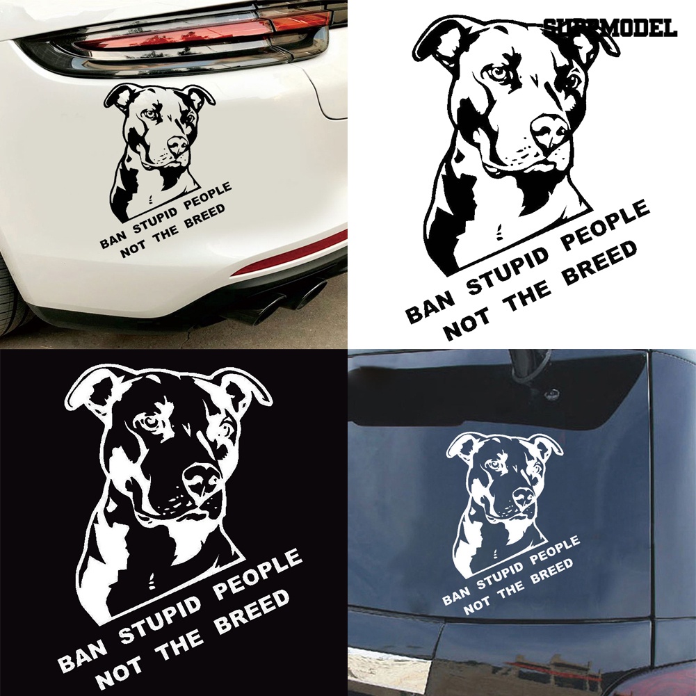 Stiker Ban Stupid People Not Breed Pitbull Untuk Bodykaca Jendela Mobil