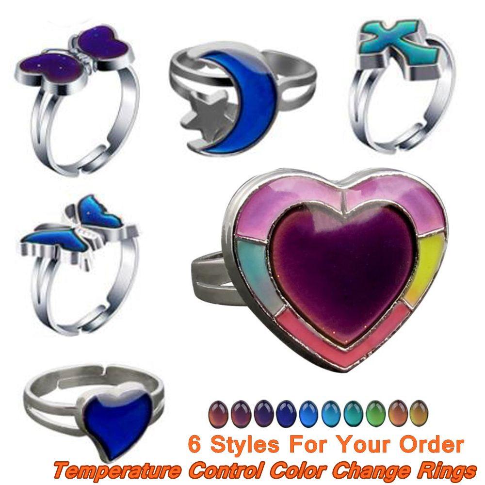 Cincin Berubah Warna LILY Pesta 6Styles Kontrol Suhu Luminous Jewelry Moon