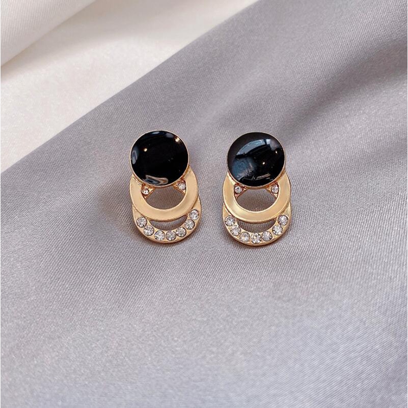 925 jarum perak geometris lingkaran anting-anting wanita Korea online influencer anting-anting Bahas