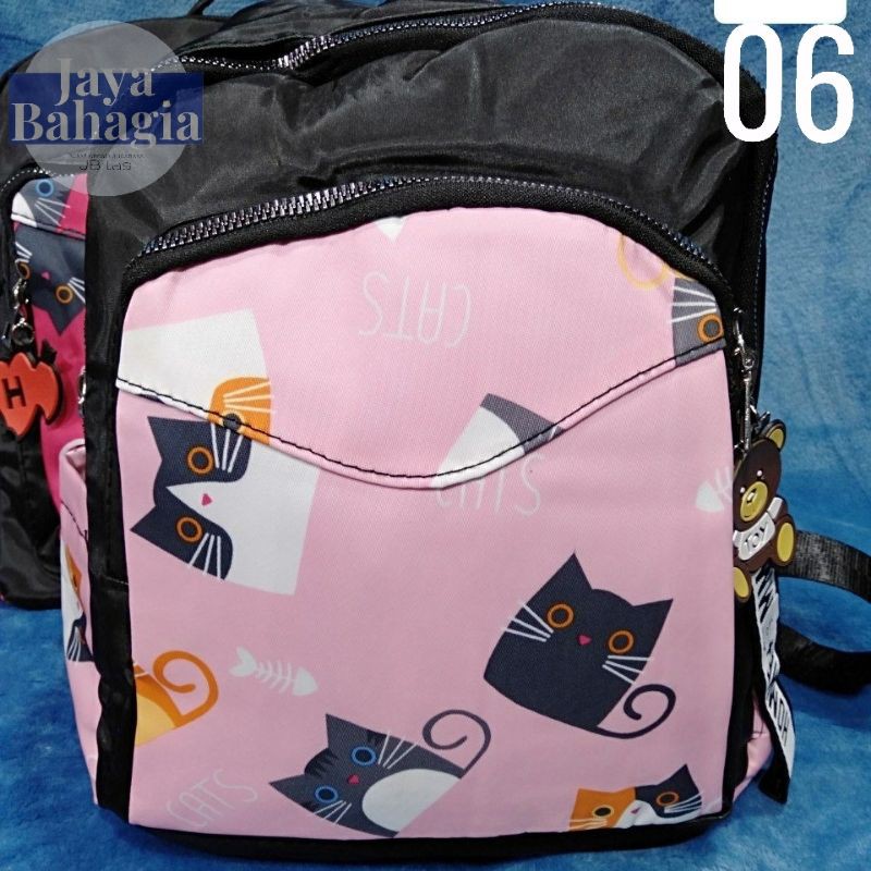 Ransel Fashion Wanita Trendy Cats Import Motif Kucing