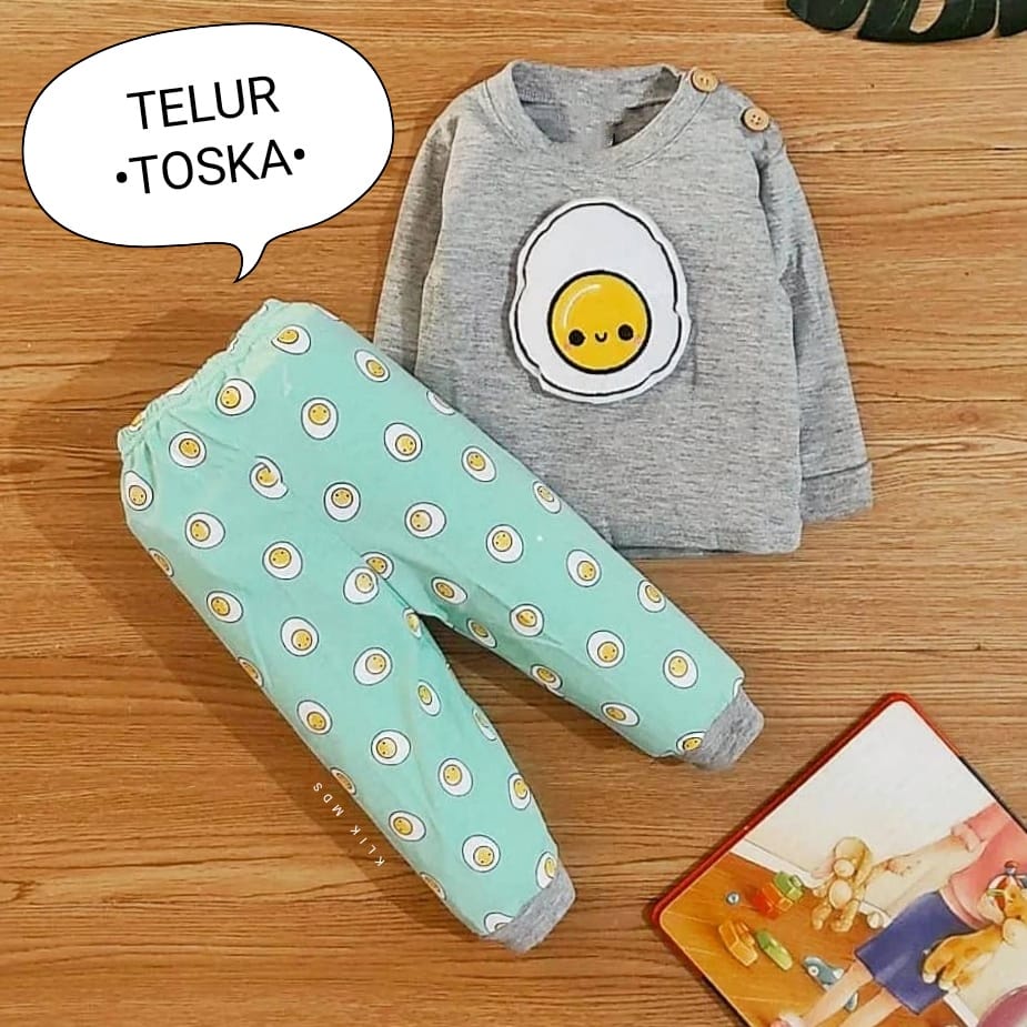 Klik Mds Baju Tidur Anak Bayi Usia 2-15 Bulan Motif Boneka Telur Piyama Anak