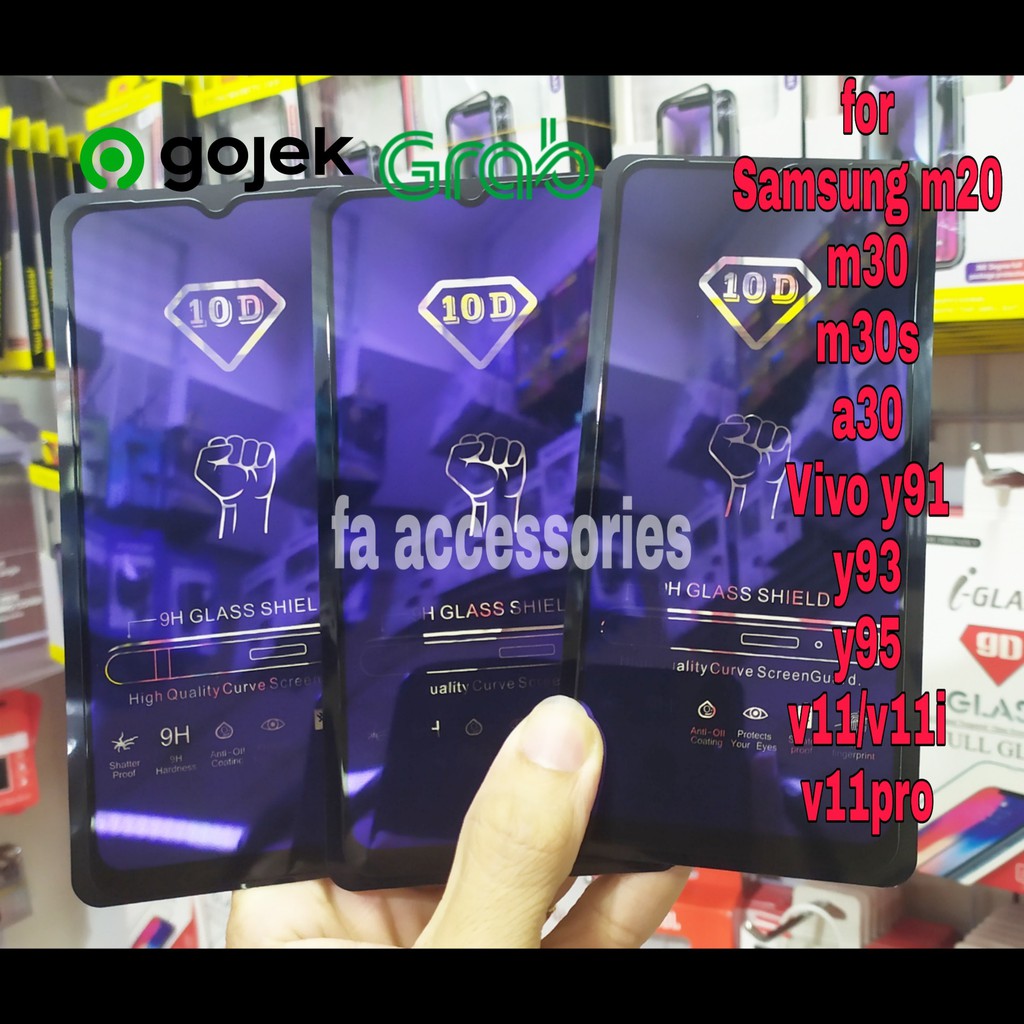 Tempered Glass Anti Blue Light Full 10D Samsung M20 M22 M30 m30s A30 Vivo Y91 y91c Y93 Y95 v9 V11 V11PRO